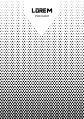 Vertical abstract background with halftone pattern in black and white colors. Gradient texture made of stars shapes. Design template of flyer, banner, cover, poster in A4 size. Vector 