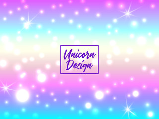 Colorful abstract background. Cute galaxy fantasy bright candy background. The unicorn in pastel color sky with rainbow. Sky vector illustration. Holographic