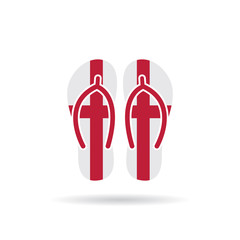 England flag flip flop sandals icon on a white background.