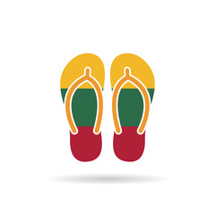 Lithuania flag flip flop sandals icon on a white background.