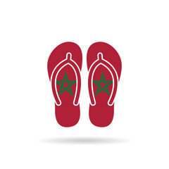 Morocco flag flip flop sandals icon on a white background.
