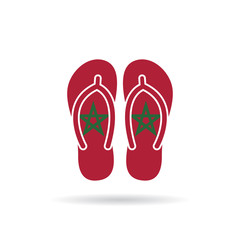 Morocco flag flip flop sandals icon on a white background.