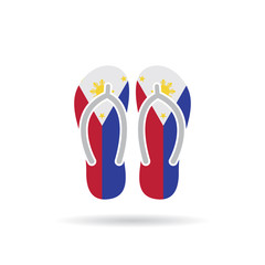Philippines flag flip flop sandals icon on a white background.