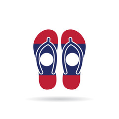 Laos flag flip flop sandals icon on a white background.
