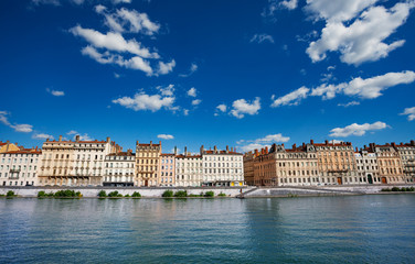 Fototapeta premium Embankment of the Saone river, Lyon, France