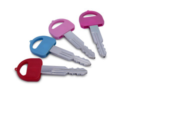 set of car key  on white background