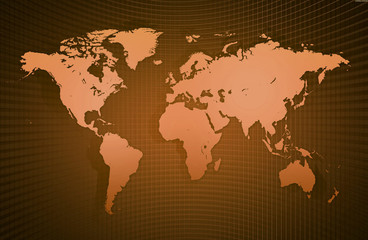 Fototapeta na wymiar world map global warning orange