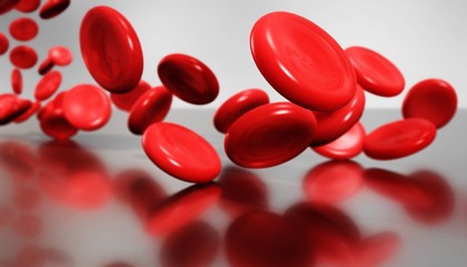 Red blood cells, erythrocytes,
3D rendering
