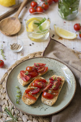 Vegetarian italian bread with tomato