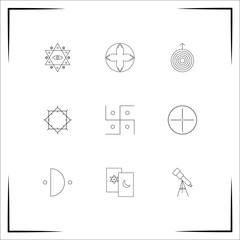 Astrology vector icons set. Outlined linear icons