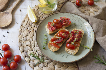 Vegetarian italian sandwich with tomato