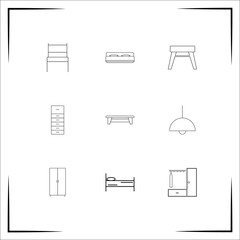 Furniture vector icons set. Outlined linear icons