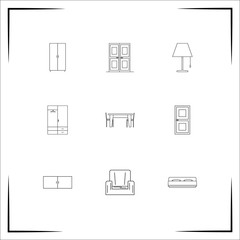 Furniture vector icons set. Outlined linear icons
