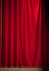 Closed red theater curtain