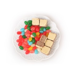 Bright multicolored candy isolated on white background