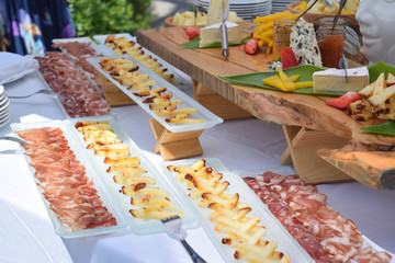 Selection of various Sicilian  cheeses and sausages
