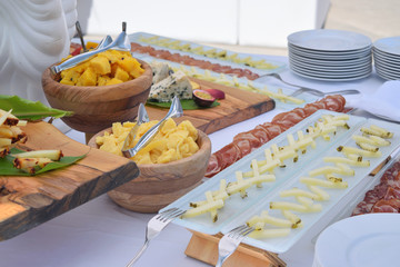 Selection of various Sicilian  cheeses and sausages