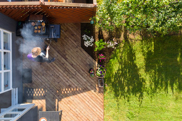 aerial of summer grilling