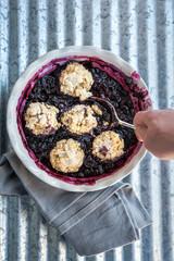 Hot Gluten Free Blueberry Cobbler with Biscuits
