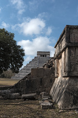 ruins, pyramid and temples  in Chichen Itza, Yucatan, Mexico