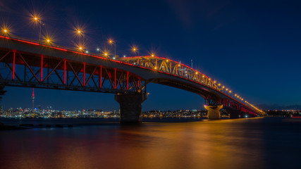 Auckland Harbour Bridge lights up