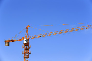 The crane is working at the construction site
