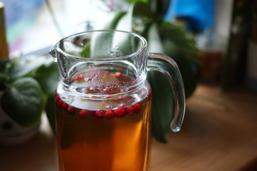 A jar of berry drink