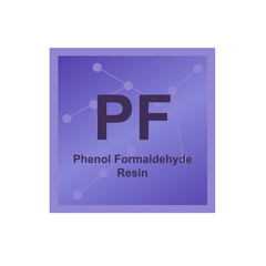 Vector symbol of Phenol Formaldehyde Resin (PF) polymer on the background from connected macromolecules