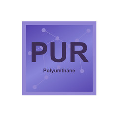 Vector symbol of Polyurethane (PUR) polymer on the background from connected macromolecules - obrazy, fototapety, plakaty