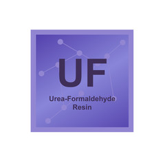 Vector symbol of Urea-formaldehyde Resin (UF) polymer on the background from connected macromolecules