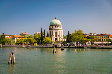 View of the Votive Temple at Lido di Venezia, Italy.