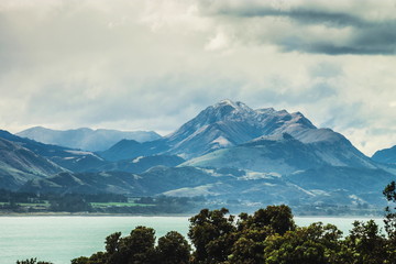 Rolling mountain landscape on the East Coast of the South Island of New Zealand
