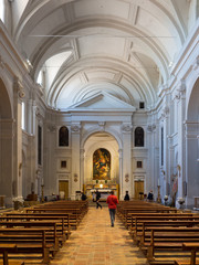 White interior of an ancient Christian church.