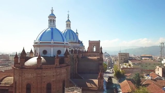 Ecuador New Cathedral of Cuenca. Drone flight.
