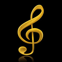 Golden musical note - 3d render
