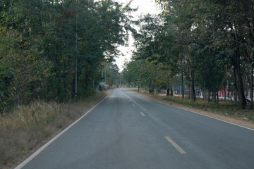 Fototapeta na wymiar curve asphalt road view