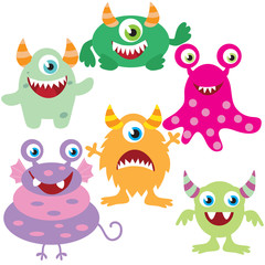 Obraz premium Cute monster vector cartoon illustration
