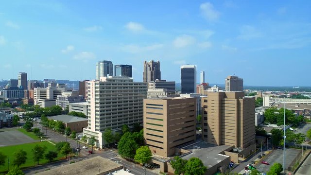 Aerial footage Downtown Birmingham Alabama USA 4k 24p