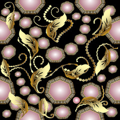 Vintage jewelry 3d seamless pattern.