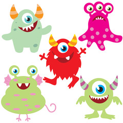 Cute monster vector cartoon illustration