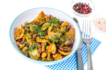 Vegetable stew of beans, onions, carrots and mushrooms