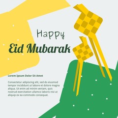 Editable Indonesian or Malaysian Ketupat Packed Rice Vector Illustration for Happy Eid Mubarak Concept Text Background Combined With Nusantara Culture and Tradition