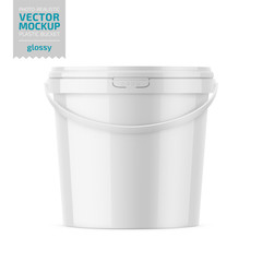 White glossy plastic bucket mockup template.