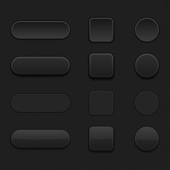 Set of black matted blank buttons. Normal and pushed