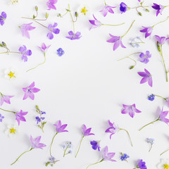 Creative flat layout pattern of wildflowers,  top view.