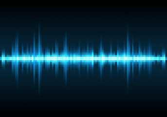 Sound waves oscillating glow light, Abstract technology background, Vector