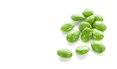 Parkia speciosa seeds or bitter bean on white background