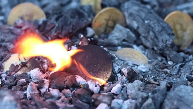 Bitcoin is burning. Proof of burn. Burnt coins. Miners show proof that they burned some coins
