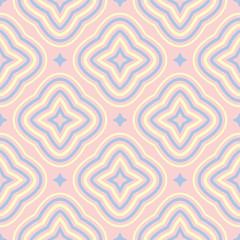 Geometric seamless pattern. Pale pink background with blue and beige elements