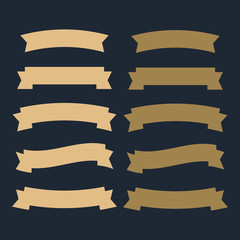 Glossy waving ribbon banners labels. Banner ribbon vector set